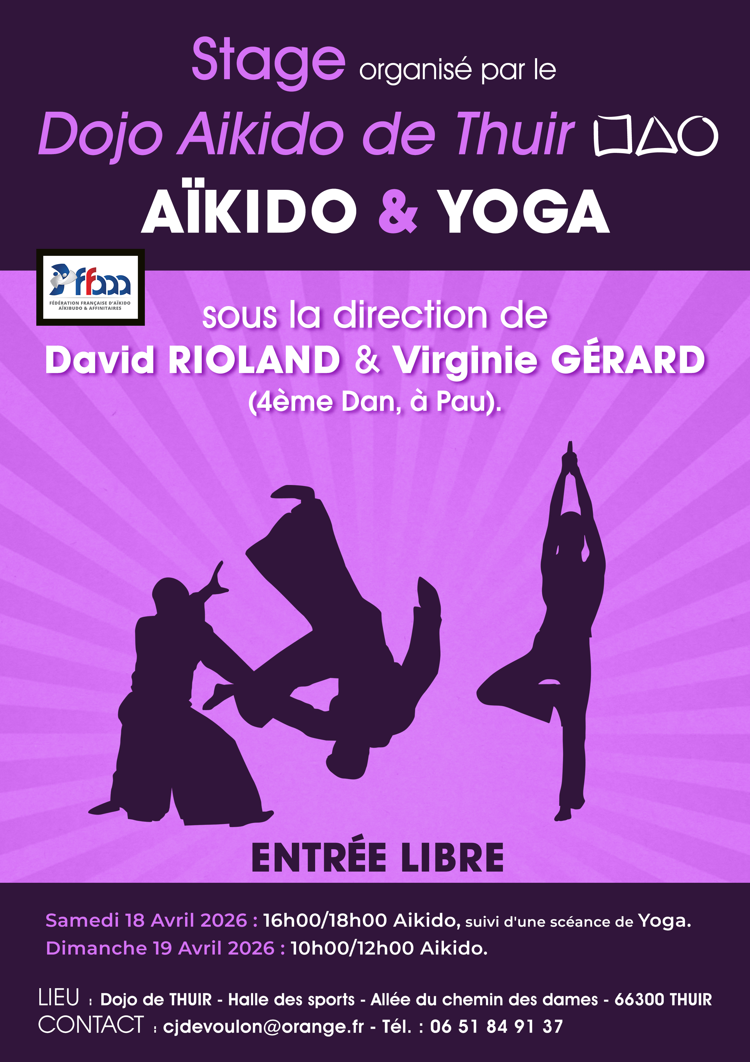 Affiche Stage David et Virginie THUIR Avril 2026