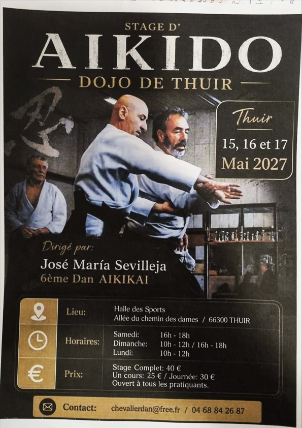 Affiche Stage Aikido Sevilleja Mai 2027 THUIR
